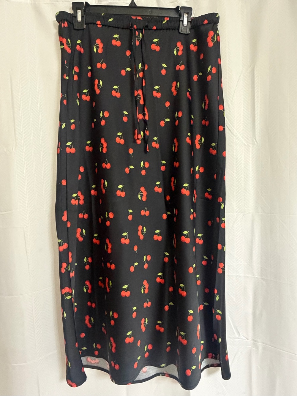 Rachel Zoe Black Maxi Skirt with Red Cherry Print